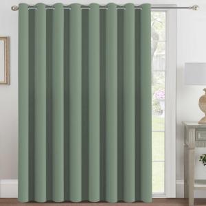 H.VERSAILTEX Blackout Patio Curtains 100 x 84 Inches for Sliding Door Extral Wide Blackout Curtain Panels Thermal Insulated Room Divider - Grommet Top, 7' Tall by 8.5' Wide - Green Bay