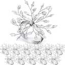 WILLBOND Christmas Handmade Crystal Leaf Napkin Rings Set of 18 Rhinestone Gold Napkin Rings Silver Napkin Rings for Dinner Parties Weddings Thanksgiving Everyday Use(12 Pieces, Silver)