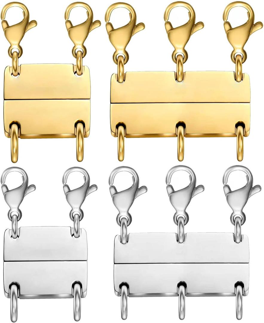 Layering Necklace Clasp 18 K Gold and Silver Separator for Stackable Necklaces