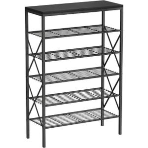 6 Tiers Shoe Rack, Large Capacity Shoe Rack Holds 32 Pairs of Shoes, Durable and Stable, Adjustable Metal Shelf Stackable Shoe Shelf for Entryway, Hallway, Living Room, Closet (27.8" x 10.8" x 39.2", Black)