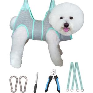 Kkiimatt Dog Grooming Hammock Harness, Small Dog Groming Sling, Gray Dog Hanging Harness for Nail Trimming,Dog Nail Clipping Hanger Restraint Holder, S (30 LB Max) Silver Grey 6-13in