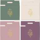 bloom daily planners Decorative File Folders - Set of 12 Letter Size (8.5 x 11) Organizers, 1/3 Cut Tabs - Aesthetic Folders for School & Office - Gold Foil Florals