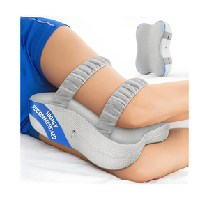 JINXIA Knee Pillow for Side Sleepers, Comfortable Memory Foam Leg Pillow for Side Sleeping, Pillow Sleeping Between Legs Aligns Spine, for Hip, Back & Sciatica Pain Relief, White and Gray