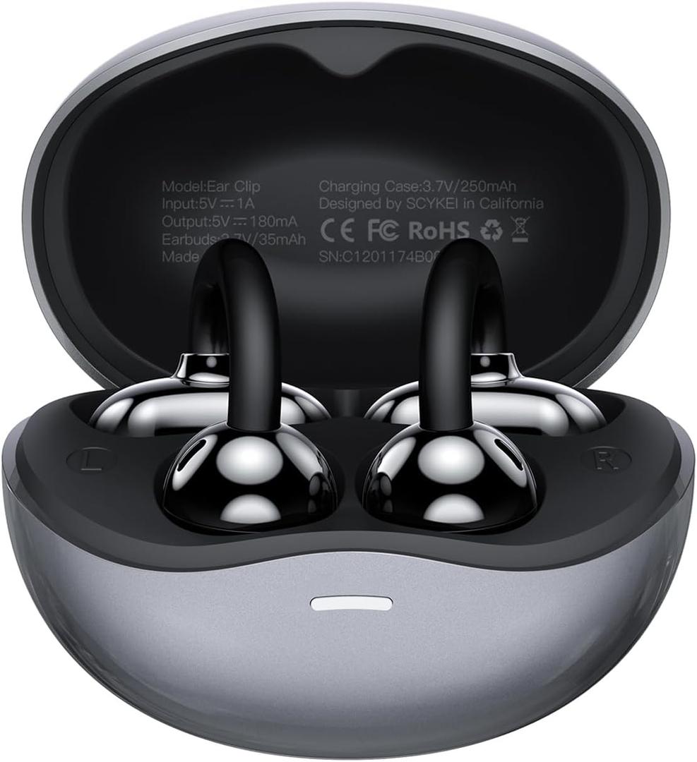 Clip on Ear Headphones OWS Hanging Earphones Ear Clip Wireless Earbuds AI Translation Earbuds Real Time,165 Language Translator Earbuds for Travel Learning Suitable for Small Ears and Eyeglass Wearers