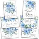 Hadley Designs 54 Blue Floral Wedding Thank You Cards With Envelopes Wedding - Bulk Thank You Cards With Envelopes, Elegant Thank You Card, Thank You Notes Card Bulk