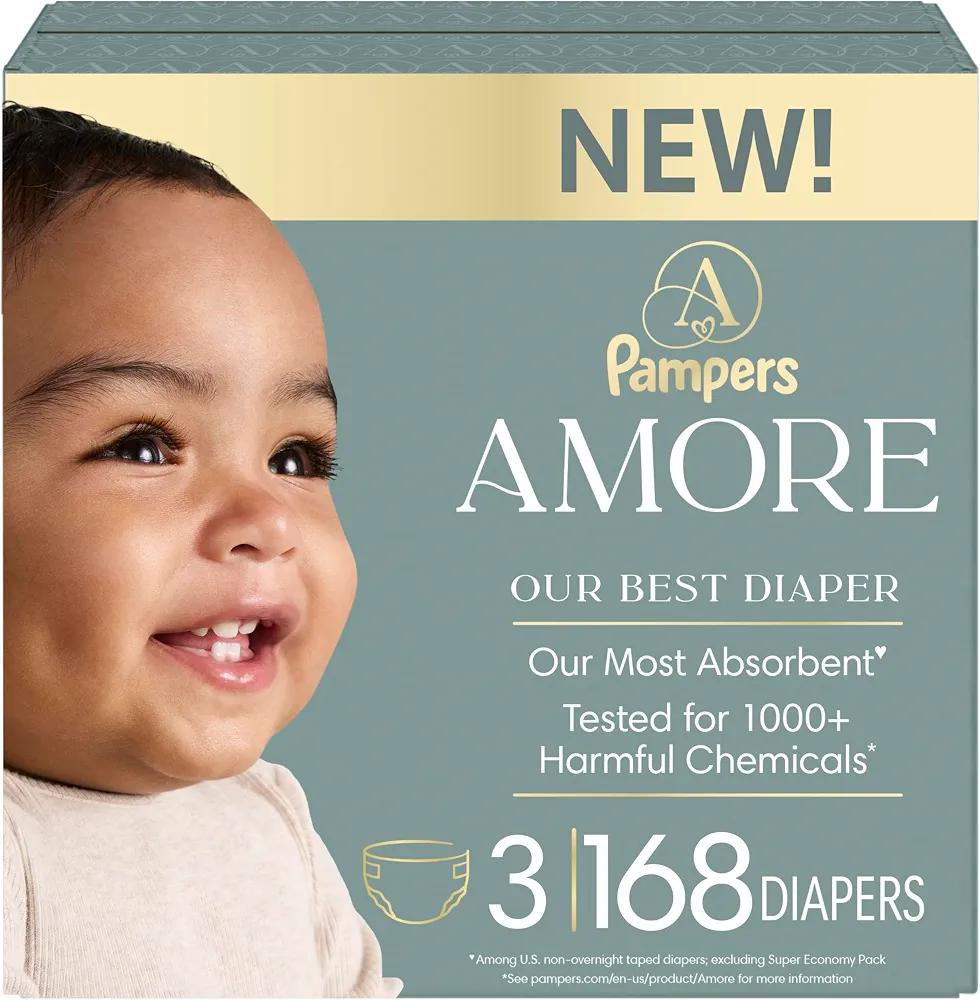 Pampers AMORE, Size 3, Our Best Diaper, 1 Pack (Count of 168)