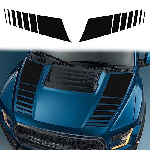 ramuel Compatible with 2PCS Car Hood Cover Vinyl Stripe Stickers Racing Stripes Auto Bonnet Hoods Bumper Decoration Decals Graphics Accessories for Pickup Truck Universal (Black)