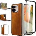 Foluu for Google Pixel 9 Pro Fold Case, with Front Built-in Screen Protector, PU Leather + Hard PC Shell Ultra Thin Slim Durable Protective Phone Case Cover for Google Pixel 9 Pro Fold 2024 (Yellow)