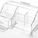 HBlife Acrylic Desk Organizer with 6 Compartments, Pen & Pencil Holder, Multifunctional Desktop Caddy for Office Supply and Organization (Clear)