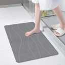 Extra Large Stone Bath Mat, 32''x20'' Non-Slip Diatomaceous Earth Stone Bath Mat, Super Absorbent Quick Drying for Bathroom/Kitchen, Easy to Clean (31.5x19.7'', Graywave 1 Pack)