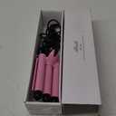 3 Barrel Curling Iron Hair Crimper: Birthday Gifts for Women Aleath Dual Voltage Adjustable Temperature Three Barrels Hair Waver - Ceramic 1 inch Curler Wand (Pink)