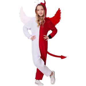 SIZGAROOT Angel Devil Costume for Kids Onesie Halloween Half Angel Half Devil Costume for Girls Boys (10-12 Years)