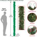 9 Feet Christmas Garland - Christmas Decorations - Carolina Pine Garland for Table, Fireplace, Mantle, Wall, Indoor Outdoor - Green Garland for Christmas Decorations - Free LED String Lights