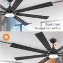 ZMISHIBO 72 inch Large Ceiling Fans with Lights and Remote, Indoor/Outdoor Black Modern Ceiling Fan for Kitchen Living Room Patio, 6 Speed Reversible Quiet DC Motor, 3 CCT, Dual Finish 8 Blades