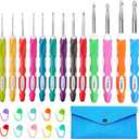 Lewhoo Ergonomic Crochet Hooks Set with Case, 13 Size Crochet Hooks for Arthritic Hands 2.0mm -10.0mm (B-N)