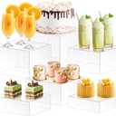 koretech 6Pcs Buffet Risers, Food Risers for Buffet Table, Acrylic Cube Display Risers with Hollow Bottom, Food Display Stand for Party Jewelry Dessert Figures (Size 5.5",6",6.5",7",7.5",8")