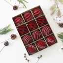 3.15INCH Burgundy Velvet Ornaments for Christmas Tree, 12PCS Glitter Flocked Christmas Ornaments Decorations Balls Set Decor