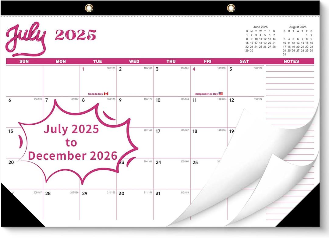 Desk Calendar 2026 , JXAVO Wall Calendar 2025-2026 Large Size 17" X 12" Covers July 2025 - December 2026, Pink Cute Desktop Monthly Calendar for Home Classroom School or Teacher Gifts & Office Supplies 3 Pack