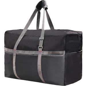REDCAMP Foldable Travel Bag, Large Sports Bag, 75L/96L/100L, Lightweight Waterproof Tote Bag Black 22"/60l
