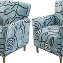 FUANGUI Banquet Armchair Slipcover Printed Chair Covers with Arms Stretch Club Chair Slipcover Soft Armchair Sofa Covers Anti-Slip Furniture Protector for Dogs Pets Home Living Room Decor, 2PCS, 21