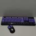 FD Wireless Keyboard and Mouse Combo | Cute Colorful Keyboard and Mouse with 2.4GHz Cordless Retro Typewriter Keyboard | Auto-Sleep | USB Receiver for Windows PC/Laptop - Black Purple Gradient