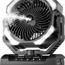 Misting Fan Portable with 9oz Water Tank, 24000mAh Rechargeable Cooling Fans for Outside, Outdoor Water Misters with 2 Mist Modes, Remote Control Camping Fan with Timer for Beach, Patios, Tents (Black)