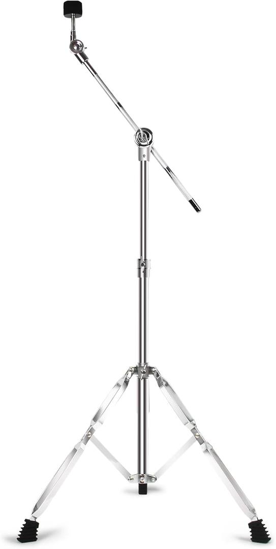 Boom Cymbal Stand, Adjustable Cymbal Stand for Drum Hardware Percussion Mount Holder Gear Set Drum Hardware Set for Mounting Crash, Ride, Splash Cymbals, Double Braced Legs with Rubber Feet