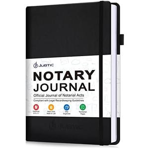 JUBTIC Notary Journal Log Book - A4 Hardcover Notary Public Journal of Notarial Acts - Big Notary Supplies with Privacy Guard - 474 Record Entries, 160 Numbered Pages, 8.5"x11" (Black)