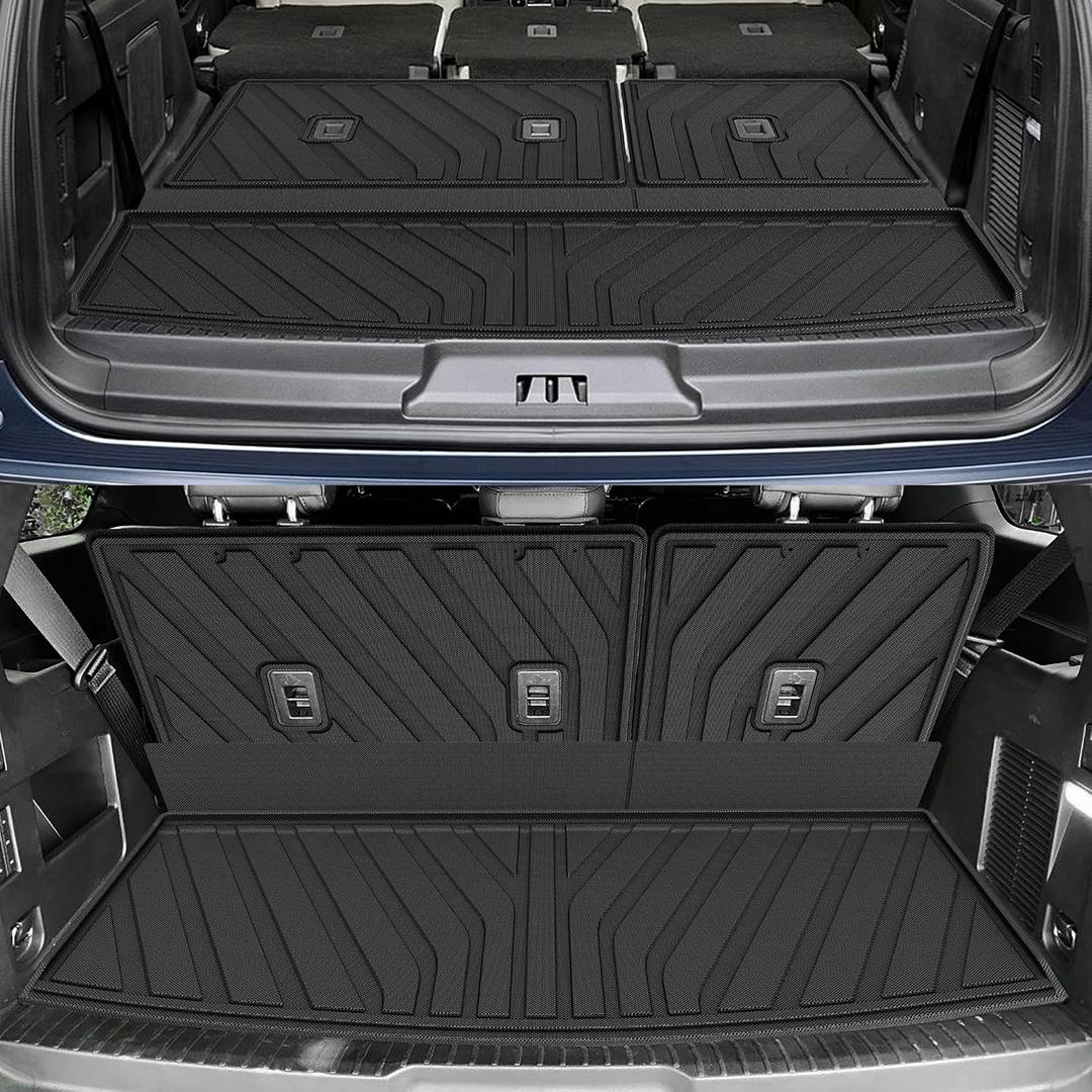 Original 2018-2024 Expedition Cargo Mat & Backrest Mat for Ford Expedition (Not for Max Model) - Custom Fit Trunk Liner and 3rd Row Seat Back Cover All Weather Car Accessories