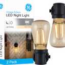 GE Vintage LED Edison Night Light, Plug-in, Dusk to Dawn, Farmhouse Decor, Mood Lighting, Home Decor, Ambient Lighting, LED Lights for Bedroom, Bathroom, Kitchen, Hallway, Black, 2 Pack, 71349 (Black Edison)