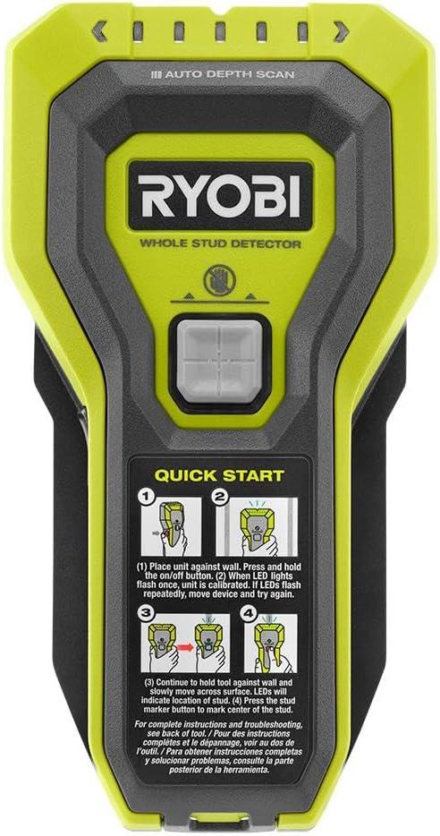 RYOBI Stud Finder with Multiple LED's to Indicate The Full Width of The Stud. One-Handed Operation, ESF5002