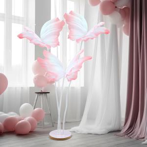 Havawish 3 Pcs 5.2ft Giant Butterfly Decorations Valentines Large Fluttering Artificial Gauze Butterfly with Standing Base for Wedding Church Birthday Party Home Garden Backdrop Decoration Photo Props