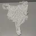 Aranmei Women Sexy Lingerie Bodysuit Floral Lace Teddy Babydoll Snap Crotch Ruffle One Piece with Thigh Bands (Medium, White)