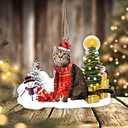 3 x American Shorthaired Technically Cat Ornament, Acrylic Christmas Tree Hanging, 2023 Funny Cat Lover Xmas Decoration