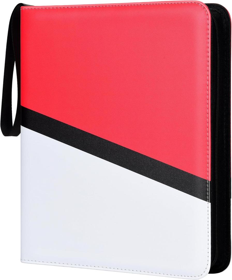 Trading Card Binder 9 Pocket with 50 Removable Sleeves, 900 Pockets Card Collection Binder for TCG Cards Collector, Red & White