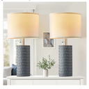Table Lamps for Living Room Set of 2, Ceramic Table Lamps for Bedroom, 20" Modern Lamps for Night Stands, Grey
