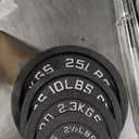 Fitvids Cast Iron Standard Weight Plates Including 5FT Standard Barbell with Star Locks, 95-Pound Set (85 Pounds Plates + 10 Pounds Barbell), Multiple Styles