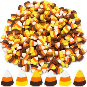 Honoson 288 Pcs Halloween Decorations Mini Candy Corn Erasers Bulk Resin Cute Fake Corn Candy Erasers Halloween Party Favors, Trick or Treats Goody Bag Filler, Classroom Reward Prizes