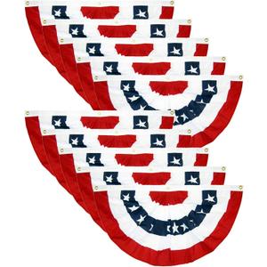 EBaokuup 10PCS USA Patriotic Pleated Fan Flags,3x1.5Ft American Bunting Banner Flag,Stars and Stripes Flag for Memorial Day and 4th of July