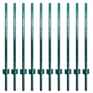 ARIFARO Fence Posts 4 Feet Sturdy Duty Metal Fence Post, Pack of 10, No Dig Garden U Post for Wire Fencing Steel Post for Yard, Outdoor Wire (Green 10 PCS)