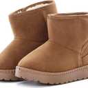 KDHAO Girls Boys Warm Winter Boots Kids Outdoor Snow Boots (4.5 Toddler, Brown)