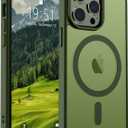 SUPFINE Magnetic for iPhone 13 Pro Max Case (Compatible with MagSafe) (Military Grade Drop Protection) Slim Translucent Matte Shockproof with Anti-Fingerprint Phone Case,Cangling Green