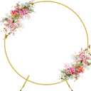 Wokceer Wedding Arch Round Backdrop Stand 5FT Circle Balloon Arch Frame Metal Circle Backdrop Stand Gold Wedding Arch Stand for Birthday Party Wedding Bridal Shower Anniversary Ceremony Decoration