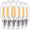 ALAMPEVER 6 Pack Chandelier Light Bulbs 100 Watt Equivalent, 800LM Bright Dimmable LED Light Bulb, E12 Base, 2700K Soft White, B11 Type, 5.5W, Ideal for Living Room, Bedroom, Dining Room