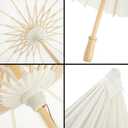 Juvale Parasol Umbrella Set - 6-Pack, 16 in Paper & Poplar Wood, White - Sun Umbrella for Garden Parties, Tea Party Decorations, & Weddings
