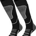 Merino Wool Ski Socks 2 Pairs, Thermal Knee High Warm Socks for Snowboarding, Hiking, Cold Weather, Snow, Hunting (Medium)