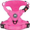 PoyPet No Pull Dog Harness, No Choke Reflective Dog Vest, Adjustable Pet Harnesses with Easy Control Padded Handle for  Medium  Dogs(Pink Matching Trim,M)