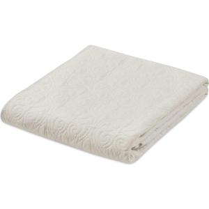 Madison Park Throw Blanket - Reversible Damask Quilting Design, Soft Pre-washed Microfiber, Cotton Filled Spread, Cozy Summer Blanket - Throw for Living Room Couch, Sofa, Bed, Quebec, 60x70", Ivory