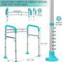 Lianjindun Toilet Safety Rails, Adjustable Toilet Frame for Elderly, Seniors, Handicap & Disabled, Foldable Handicap Toilet Handles Fit Any ToiletsPeacock Blue