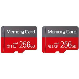 2 Pack TF Card 256GB with Adapter, High Speed Memory Card, UHS-I C10 A1 Memory TF Card for Tablet/Mobile Phone/Camera/Car Audio/Game Console (Red 2PACK 256GB)